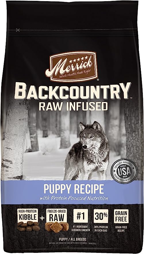 Merrick Backcountry Raw Infused Grain Free Puppy Food Recipe Freeze Dried Dog Food