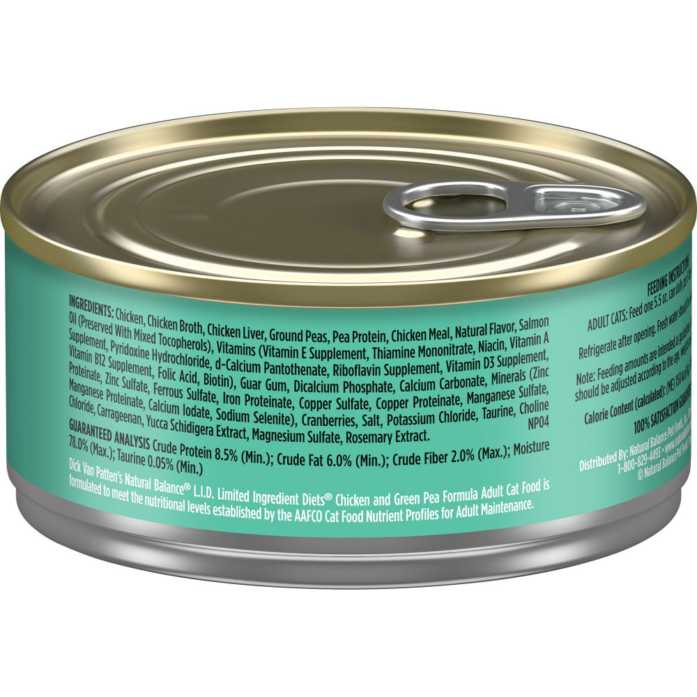 Natural Balance Limited Ingredient Chicken & Green Pea Recipe Canned Wet Cat Food