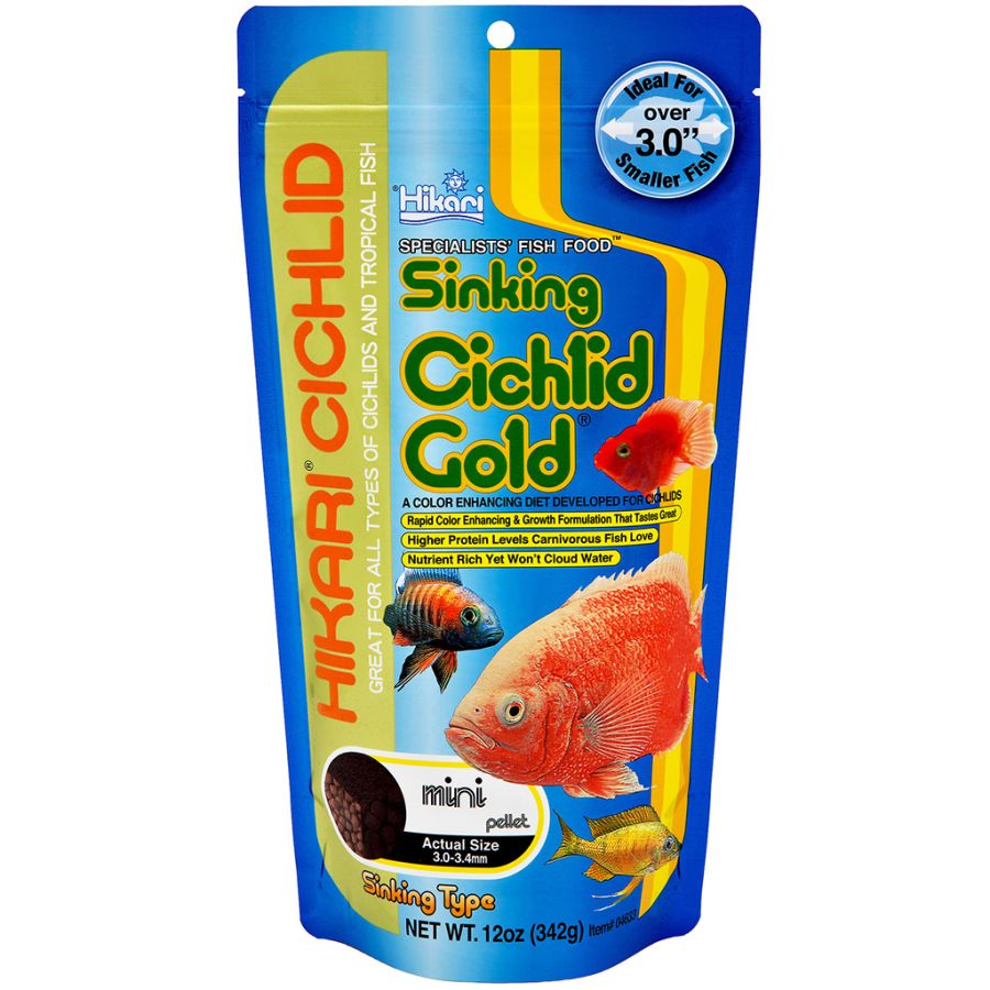 Hikari Cichlid Gold Color Enhancing Sinking Fish Food - Mini Pellet