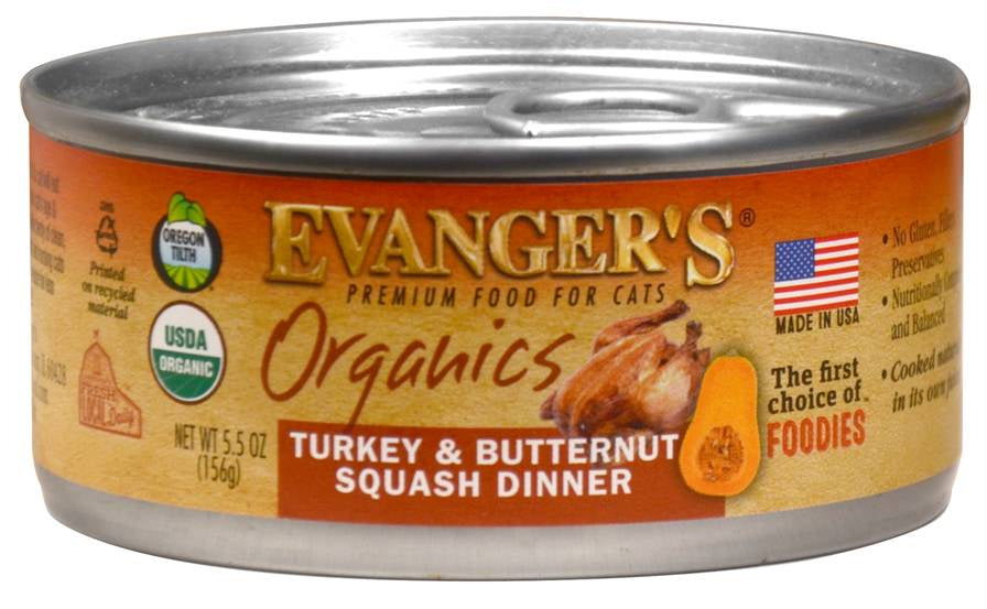 Evanger's Organics Turkey and Butternut Squash Canned Cat Food