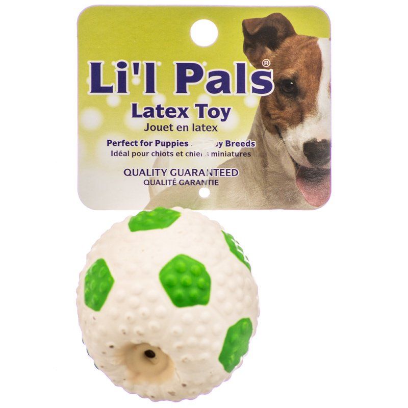 Li'l Pals Latex Mini Soccer Ball for Dogs - Green & White
