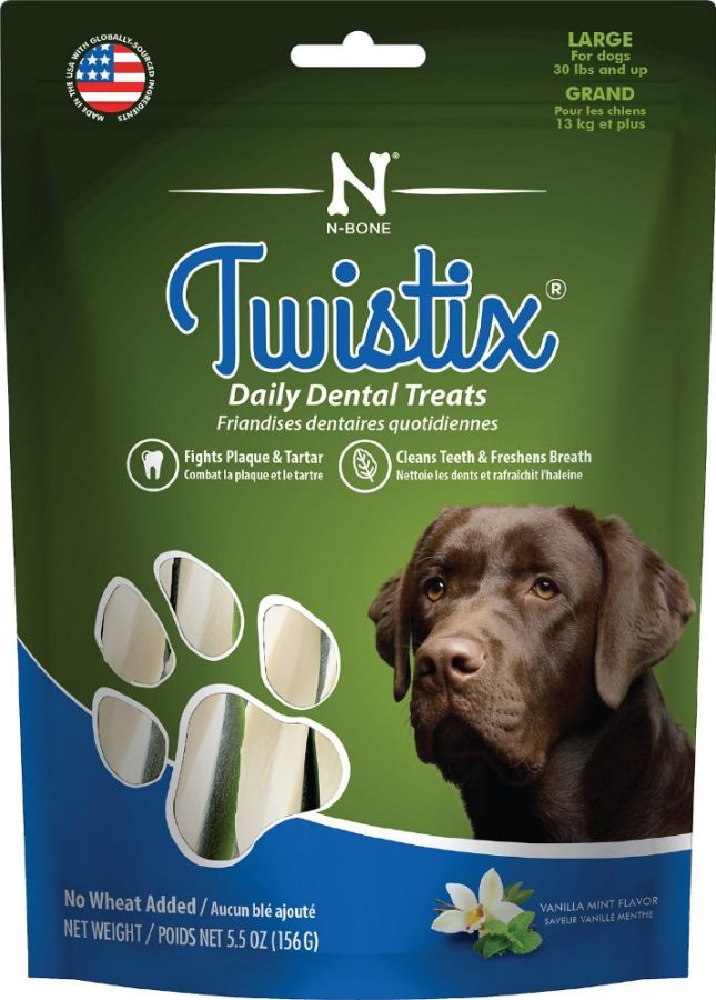 Twistix Wheat Free Dental Dog Treats - Vanilla Mint Flavor