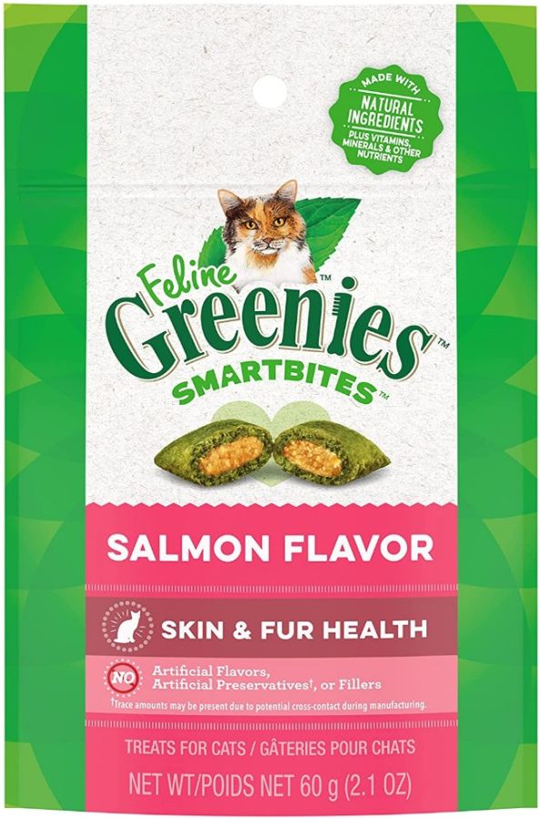 Greenies Feline SmartBites Skin and Fur Health Salmon Flavor Cat Treats