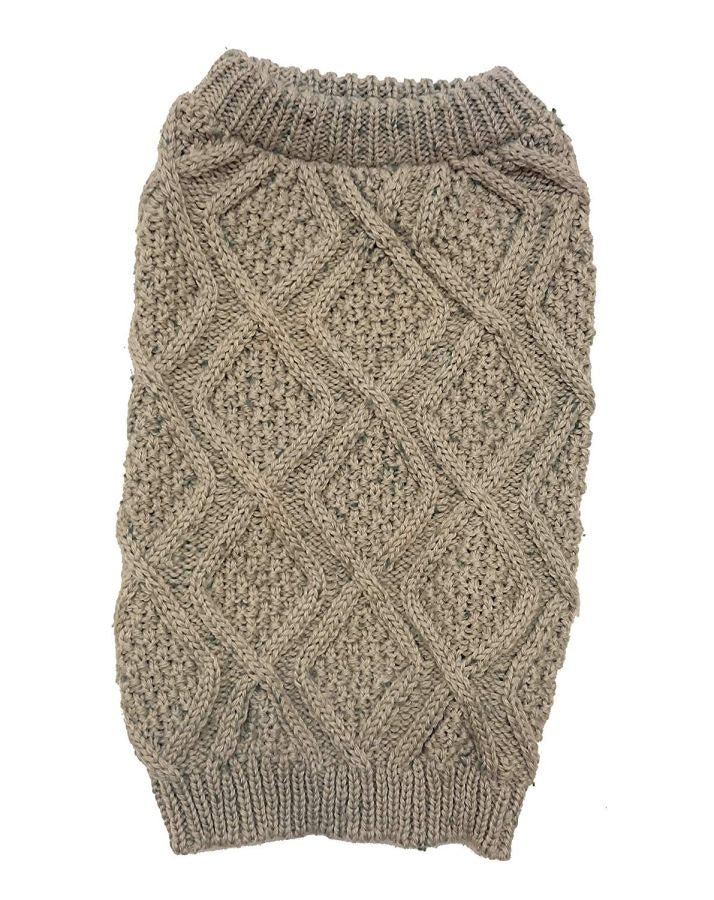 Beige Cable Knit Dog Sweater | PupRWear Dog Boutique