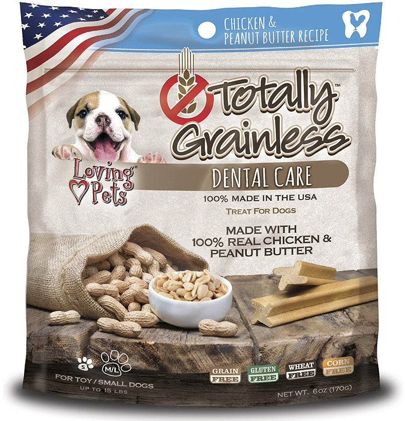 Loving Pets Totally Grainless Chicken and Peanut Butter Dental Chews Small