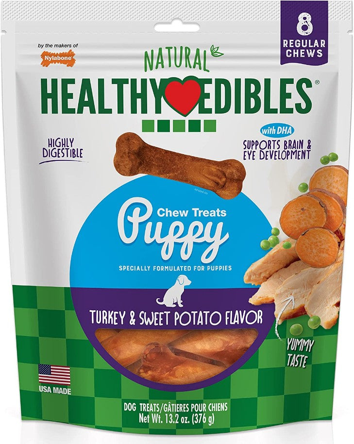 Nylabone Natural Healthy Edibles Puppy Turkey and Sweet Potato Puppy Chew Treats Regular