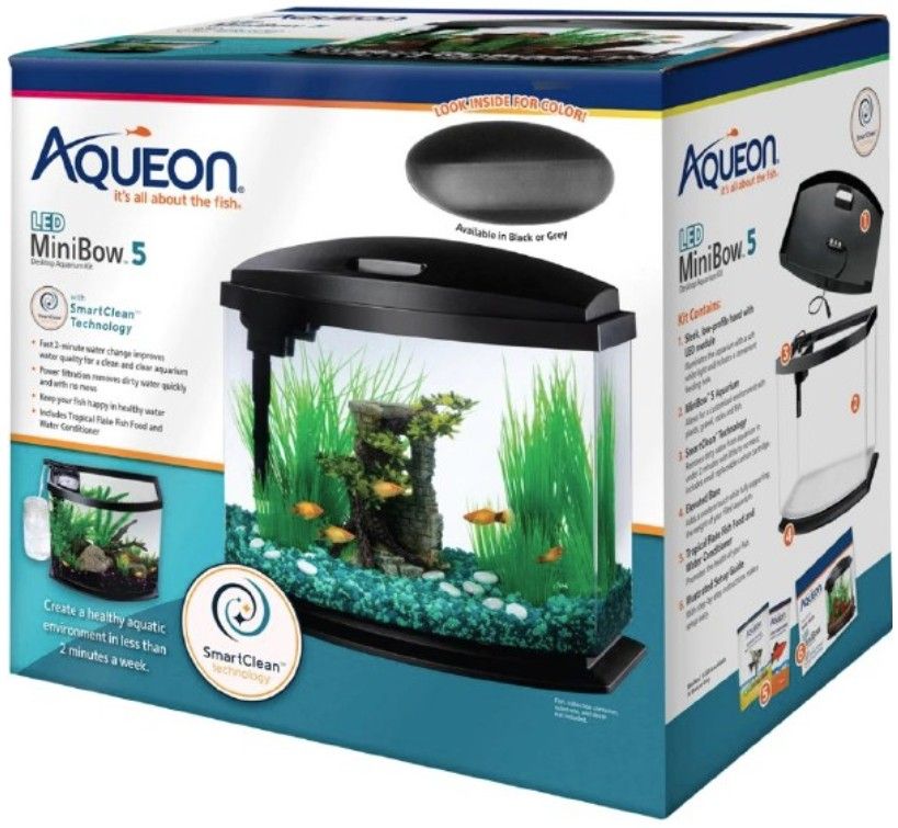Aqueon LED MiniBow 5 SmartClean Aquarium Kit Gray
