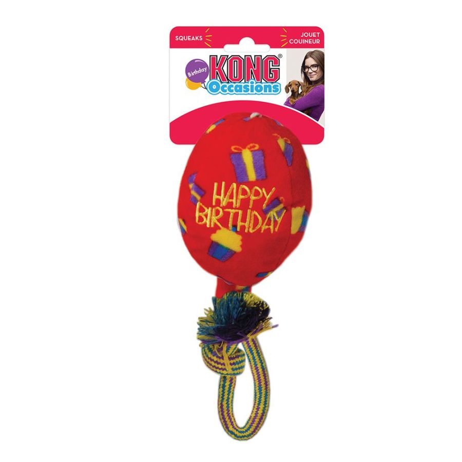 KONG Occasions Red Birthday Balloon Dog Toy