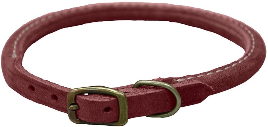 Circle T Rustic Leather Dog Collar Brick Red