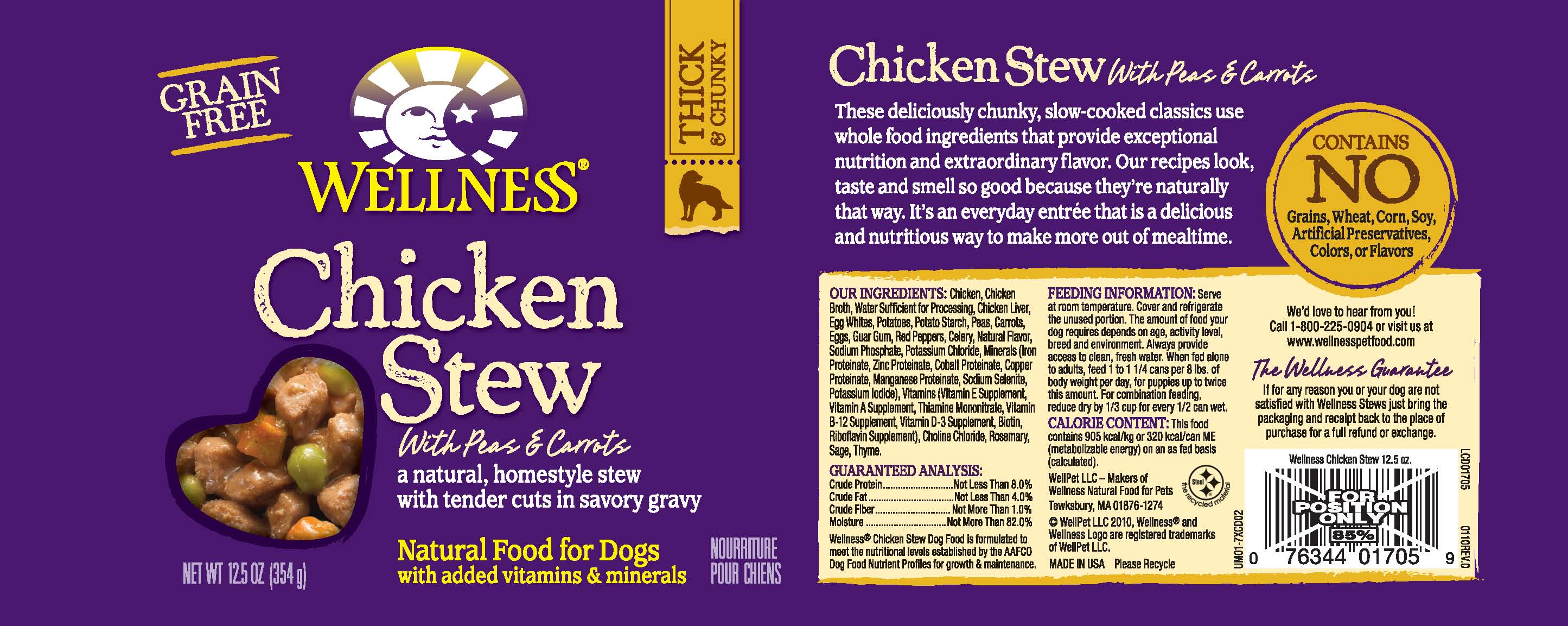 Wellness Grain Free Natural Chicken Stew with Peas and Carrots Wet Canned Dog Food