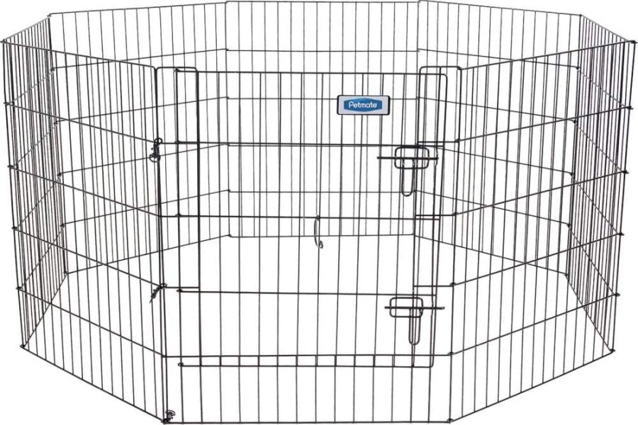 Petmate Exercise Pen Single Door with Snap Hook Design and Ground Stakes for Dogs Black