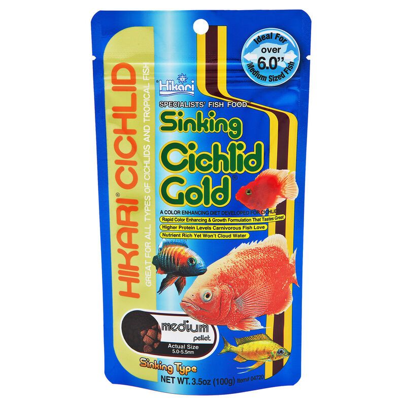 Hikari Cichlid Gold Color Enhancing Sinking Fish Food - Medium Pellet