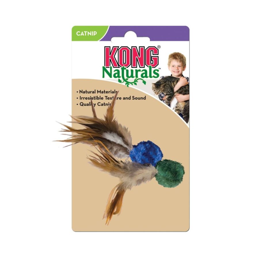 KONG Crinkle Ball with Feathers Cat Toy
