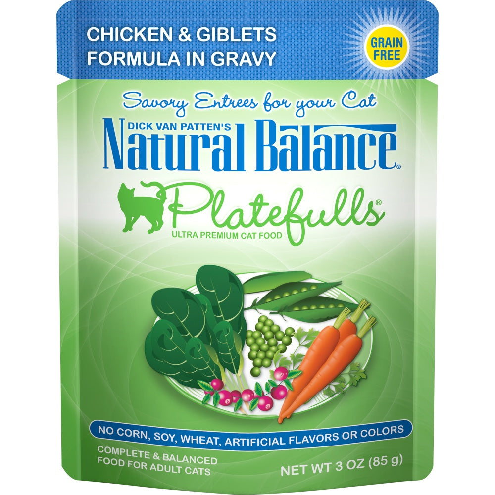 Natural Balance Original Ultra Platefulls Chicken & Giblets Recipe Morsels in Gravy Wet Cat Food Pouches