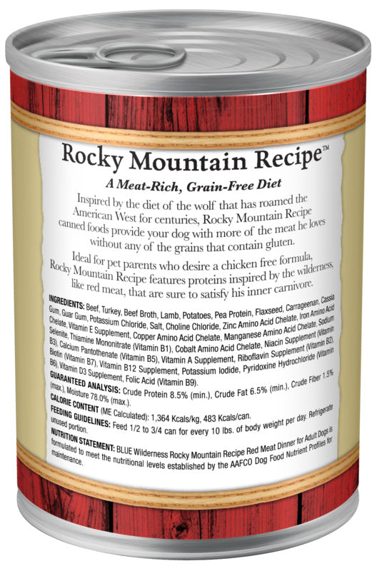 Blue Buffalo Wilderness Rocky Mountain Recipe Grain-Free Red Meat Dinner Adult Canned Dog Food