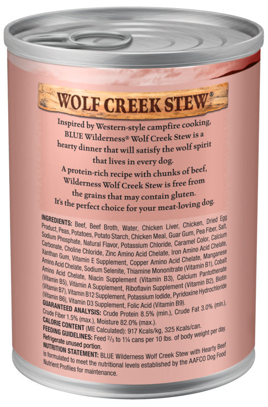 Blue Buffalo Wilderness Wolf Creek Stew Grain-Free Hearty Beef Stew Adult Canned Dog Food