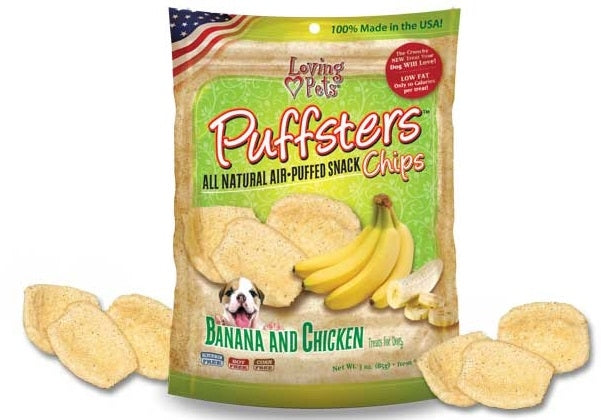 Loving Pets Puffsters Chips Banana and Chicken Dog Air Puffed Treats