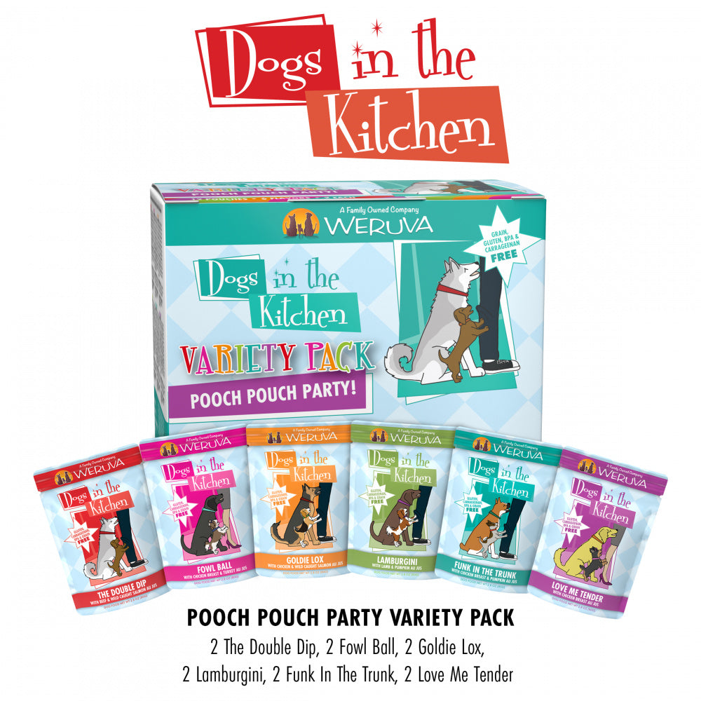 Weruva Dogs in the Kitchen Grain Free Pooch Pouch Party! Variety Pack Wet Dog Food Pouches