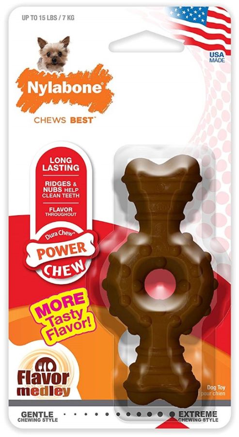 Nylabone Dura Chew Power Chew Textured Ring Bone Flavor Medley