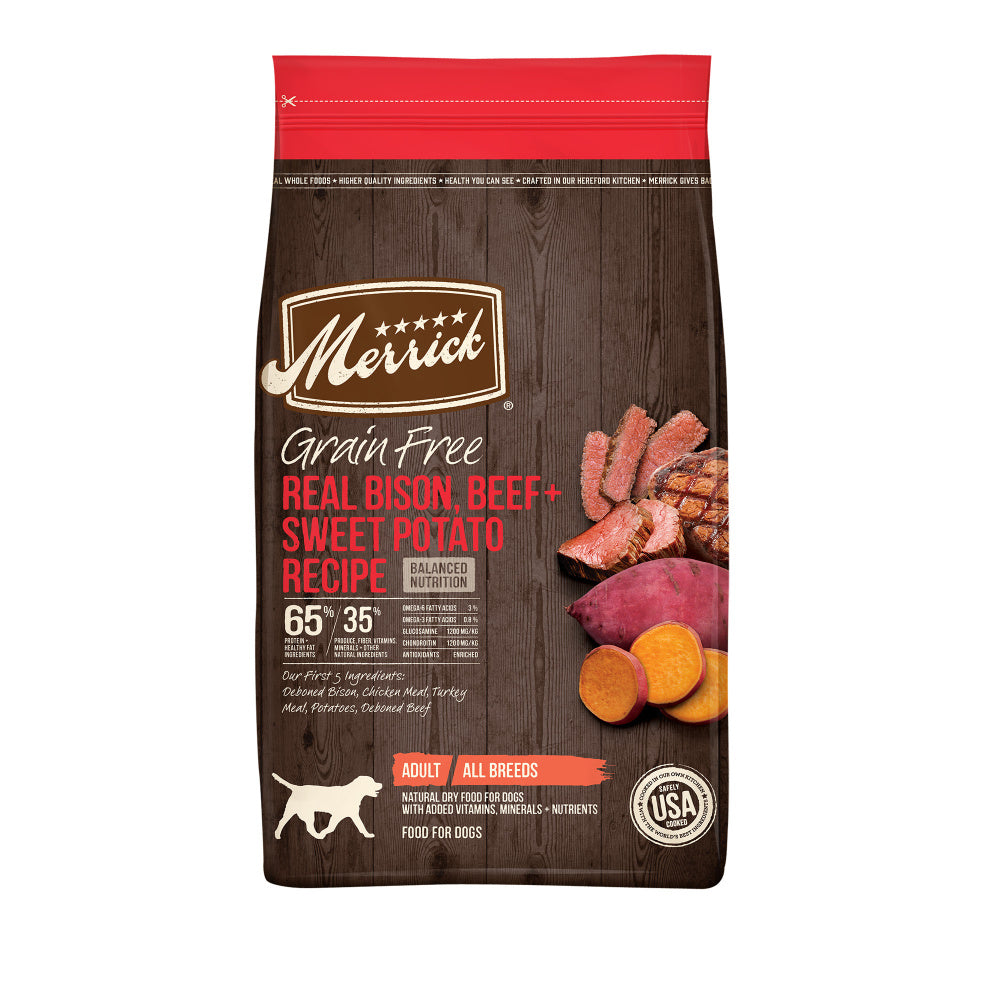 Merrick Dry Dog Food, Real Beef, Bison and Sweet Potato Grain Free Dog Food Recipe