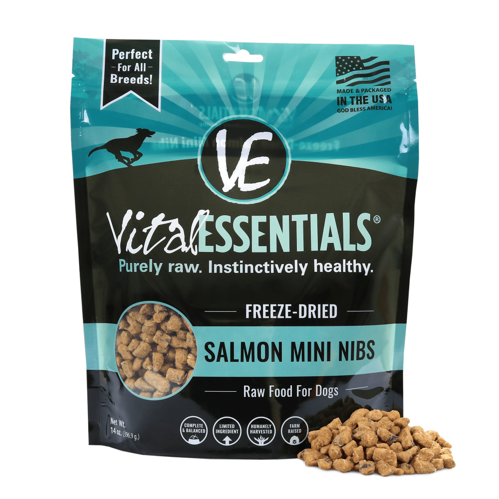 Vital Essentials Freeze Dried Grain Free Salmon Mini Nibs Entree for Dogs Food