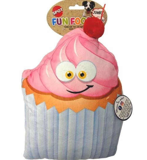 Ethical Fun Food Cherry Cupcake Plush Dog Toy