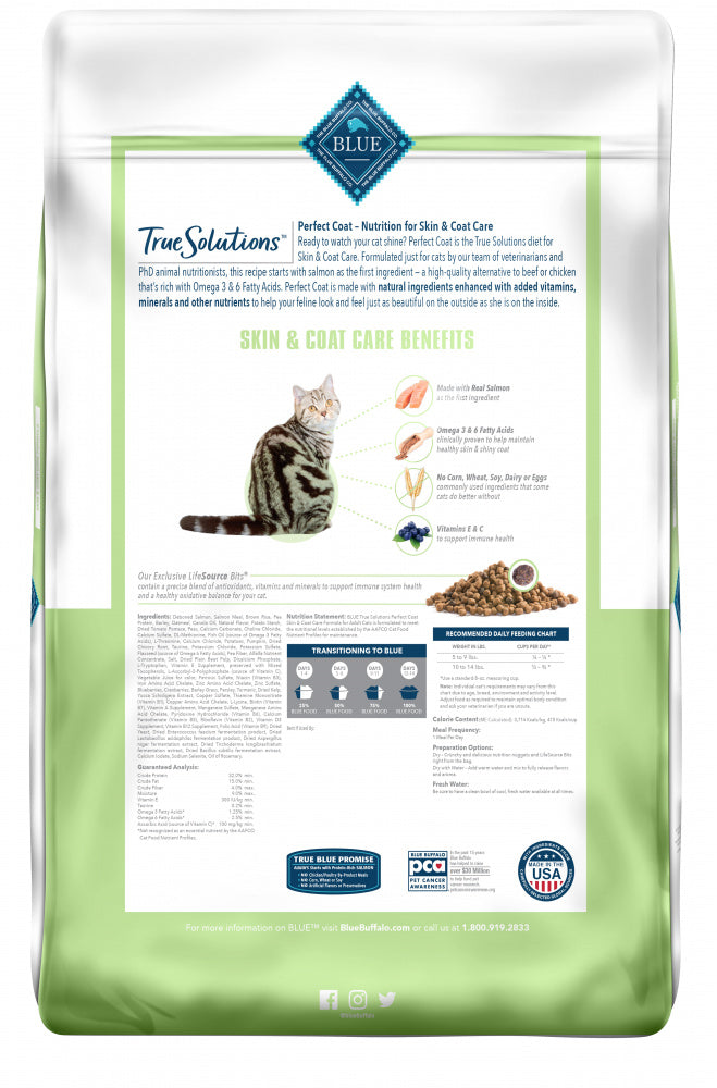 Blue Buffalo True Solutions Perfect Coat Skin & Coat Formula Adult Dry Cat Food