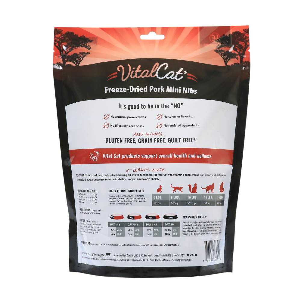 Vital Essentials Vital Cat Pork Mini Nibs Freeze Dried Cat Food