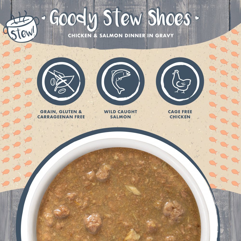 Weruva Classic Cat Stews! Goody Stew Shoes with Chicken & Salmon in Gravy Canned Cat Food