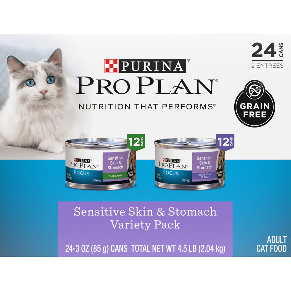 Purina Pro Plan Focus Sensitive Skin & Stomach Poultry & Seafood Favorites Variety Pack Wet Cat Food