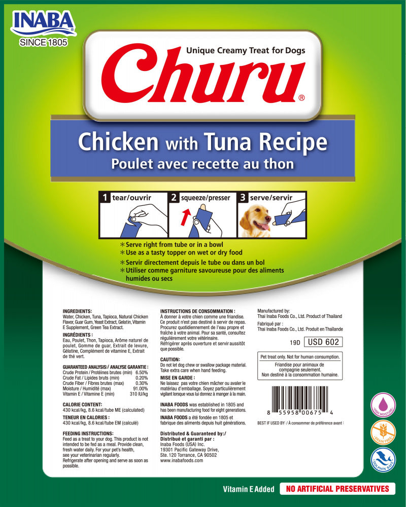 Inaba Dog Churu Chicken With Tuna Recipe Dog Treat
