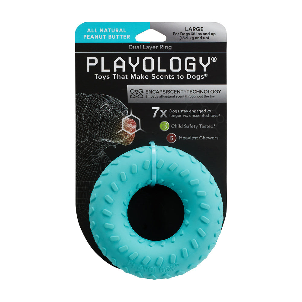 Playology Dual Layer Ring Peanut Butter Scented Dog Toy