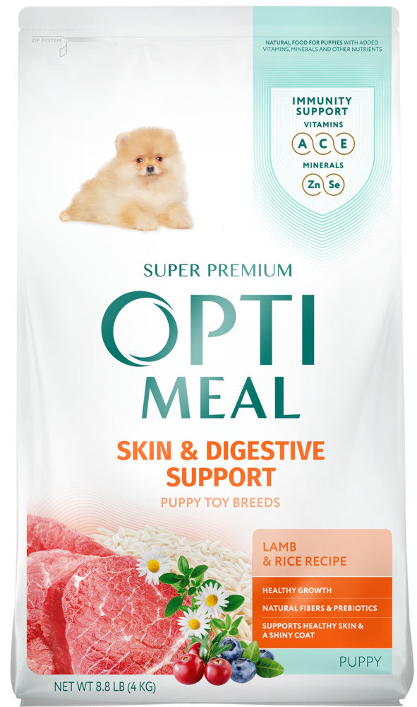 Optimeal Puppy Toy Breed Skin & Digestive Support Lamb & Rice Recipe Dry Dog Food
