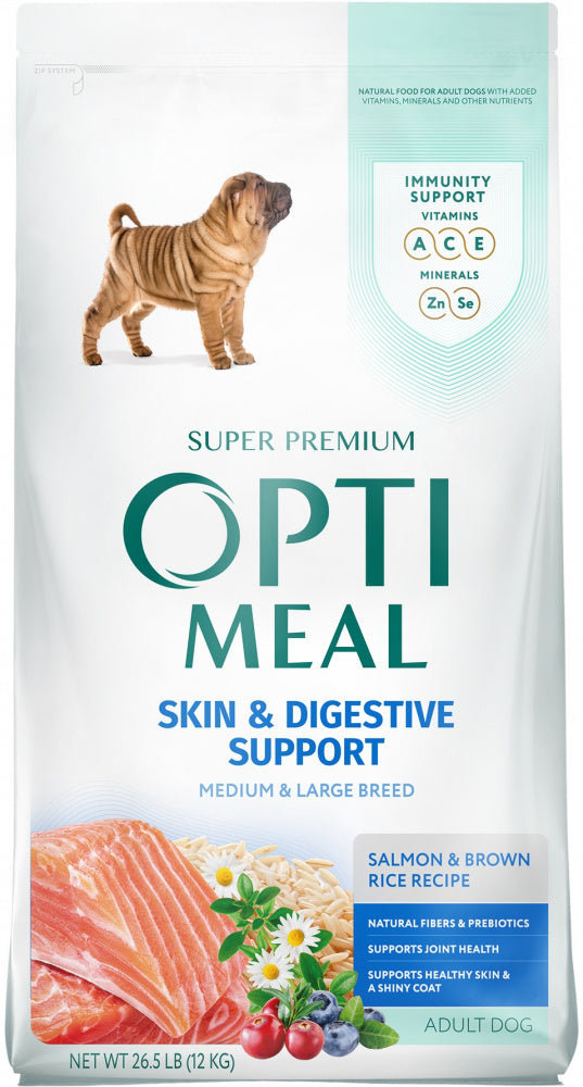 Optimeal Medium & Large Breed Skin & Digestive Support Salmon & Brown Rice Recipe Adult Dog Dry Food
