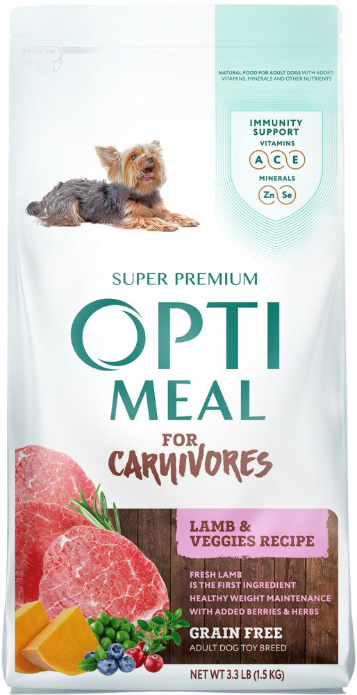 Optimeal for Carnivores Toy Breed Grain Free Weight Management Lamb & Veggies Recipe Adult Dog Dry Food