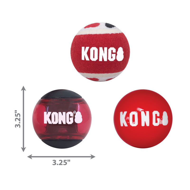 KONG Signature Balls 3 pack Assorted