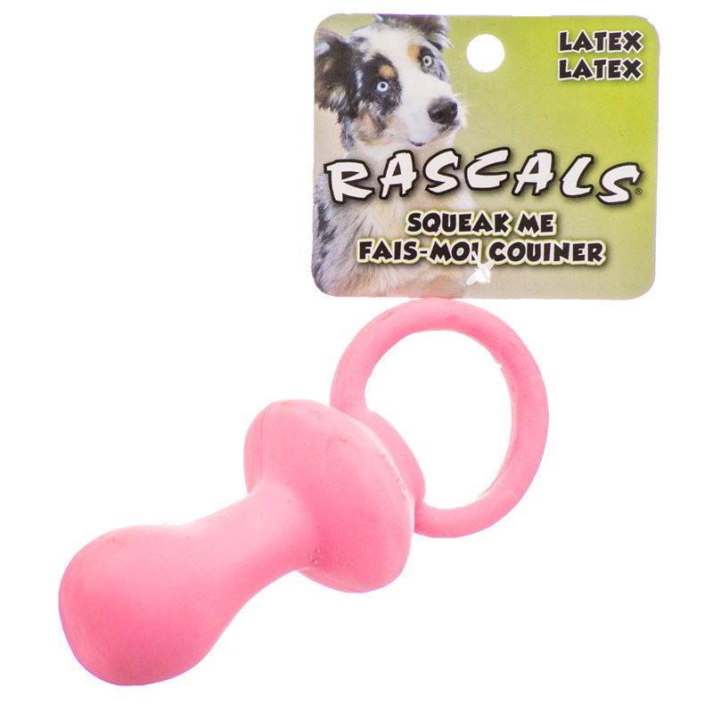 Rascals Latex Pacifier Dog Toy - Pink
