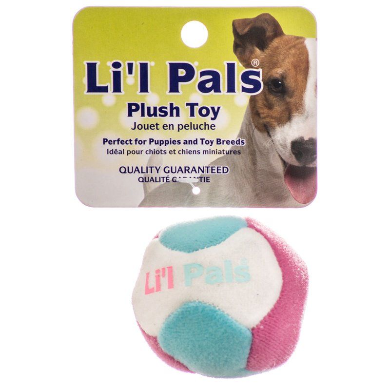 Li'l Pals Multi Colored Plush Ball with Bell for Dogs