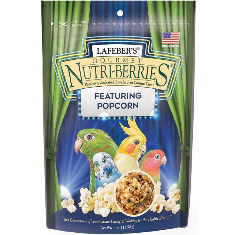 Lafeber Gourmet Nutri-Berries with Popcorn Treat for Parakeet, Cockatiel & Conures