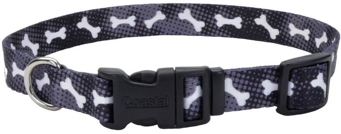 Coastal Pet Styles Nylon Adjustable Dog Collar Black Bones