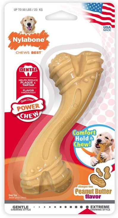Nylabone Power chew Curvy Dental Chew Peanut Butter Flavor Giant