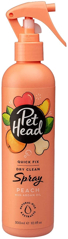 Pet Head Quick Fix Dry Clean Spray for Dogs Peach with Argan Oil