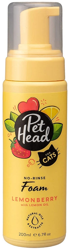 Pet Head No-Rinse Foam for Cats Lemonberry with Lemon Oil