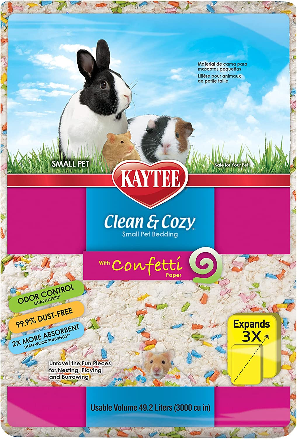 Kaytee Clean and Cozy with Confetti Paper Small Pet Bedding with Odor Control