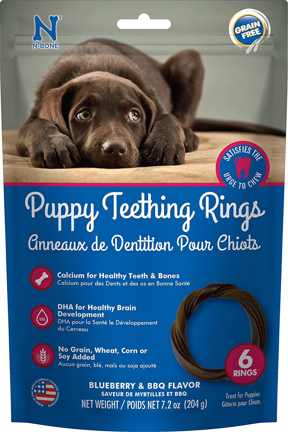 N-Bone Puppy Teething Ring Blueberry and BBQ Flavor