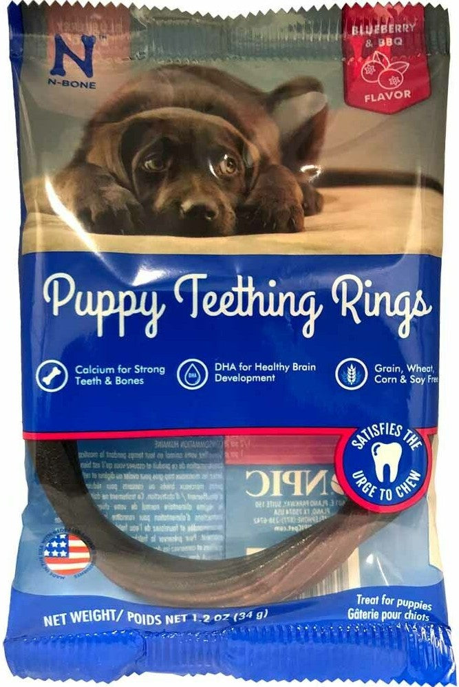 N-Bone Puppy Teething Ring Blueberry and BBQ Flavor