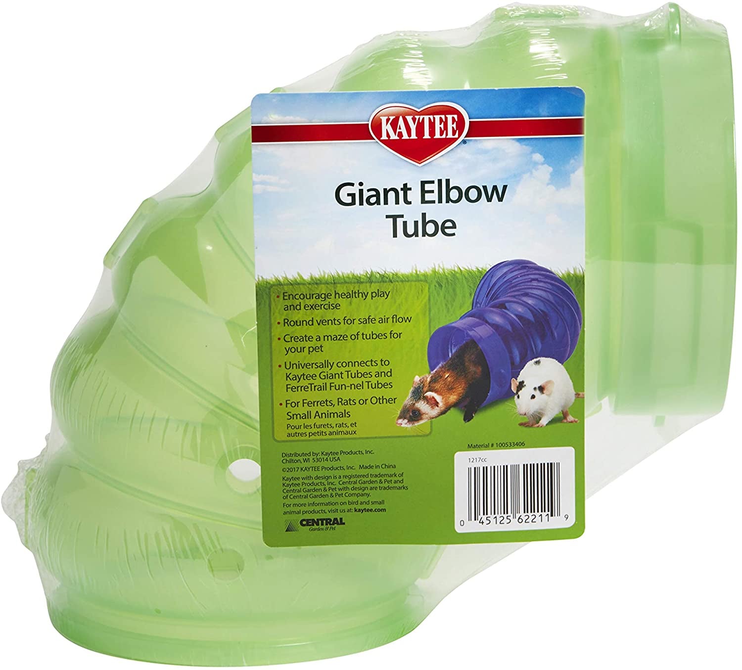 Kaytee Giant Elbow Tube Connects to Giant Tubes and FerreTrail Fun-nel Tubes for Small Pets
