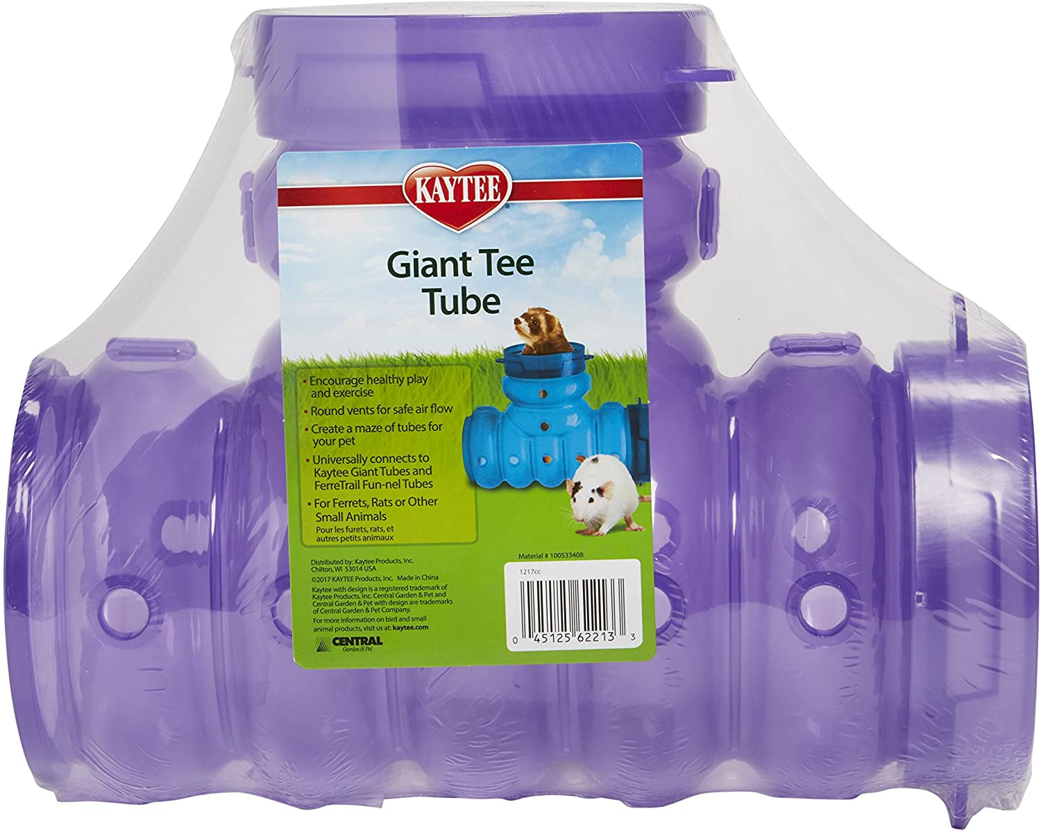 Kaytee Giant Tee Tube Connects to Giant Tubes and FerreTrail Fun-nel Tubes for Small Pets