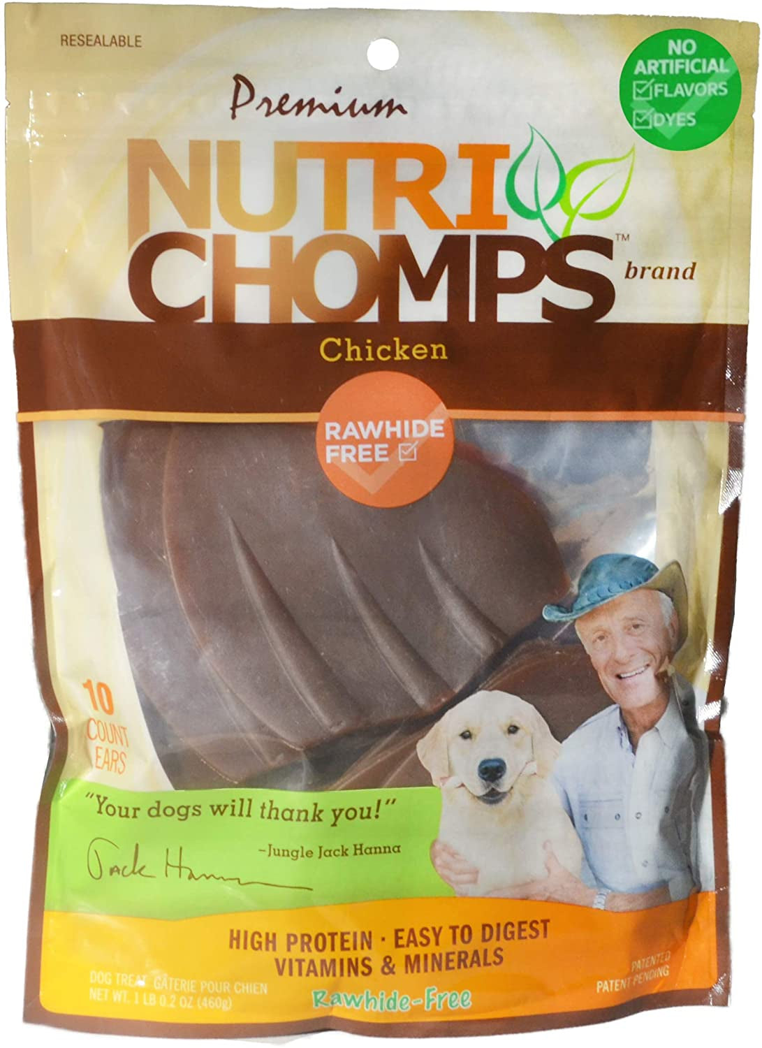 Nutri Chomps Pig Ear Shaped Dog Treat Chicken Flavor